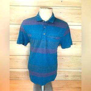 Toad & Co Organic Striped Men’s Medium Short Sleeve Polo 100% Organic Cotton